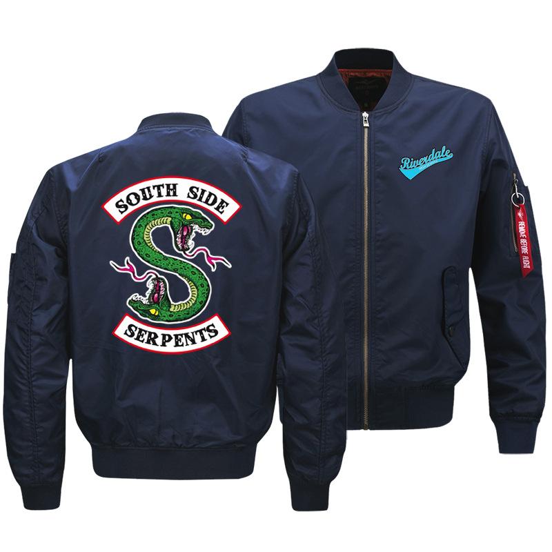 Riverdale Jackets - Solid Color Riverdale Double-Headed Snake Flight Jacket Fleece Jacket