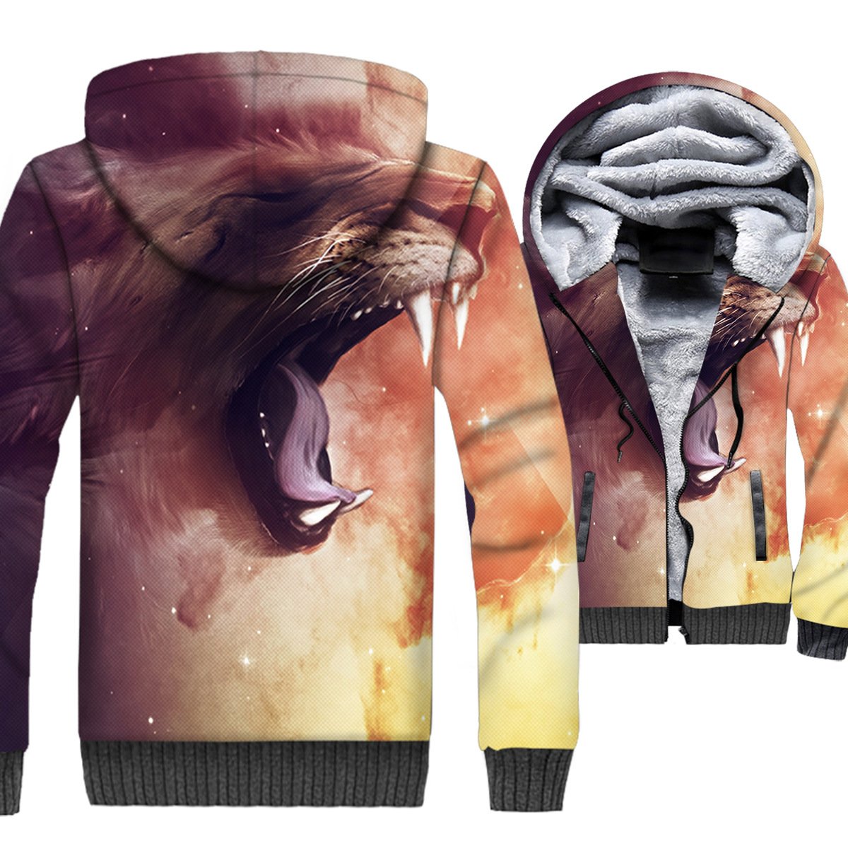 Animal Jackets - Animal Series Flame Lion Super Cool 3D Fleece Jacket