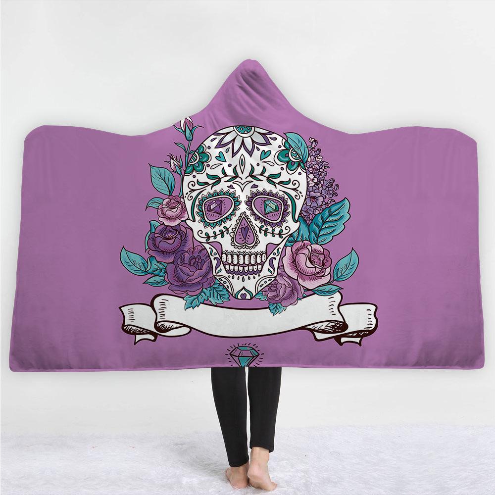 Skull Hooded Blankets - Skull Series Diamond Skull Icon Fleece Hooded Blanket