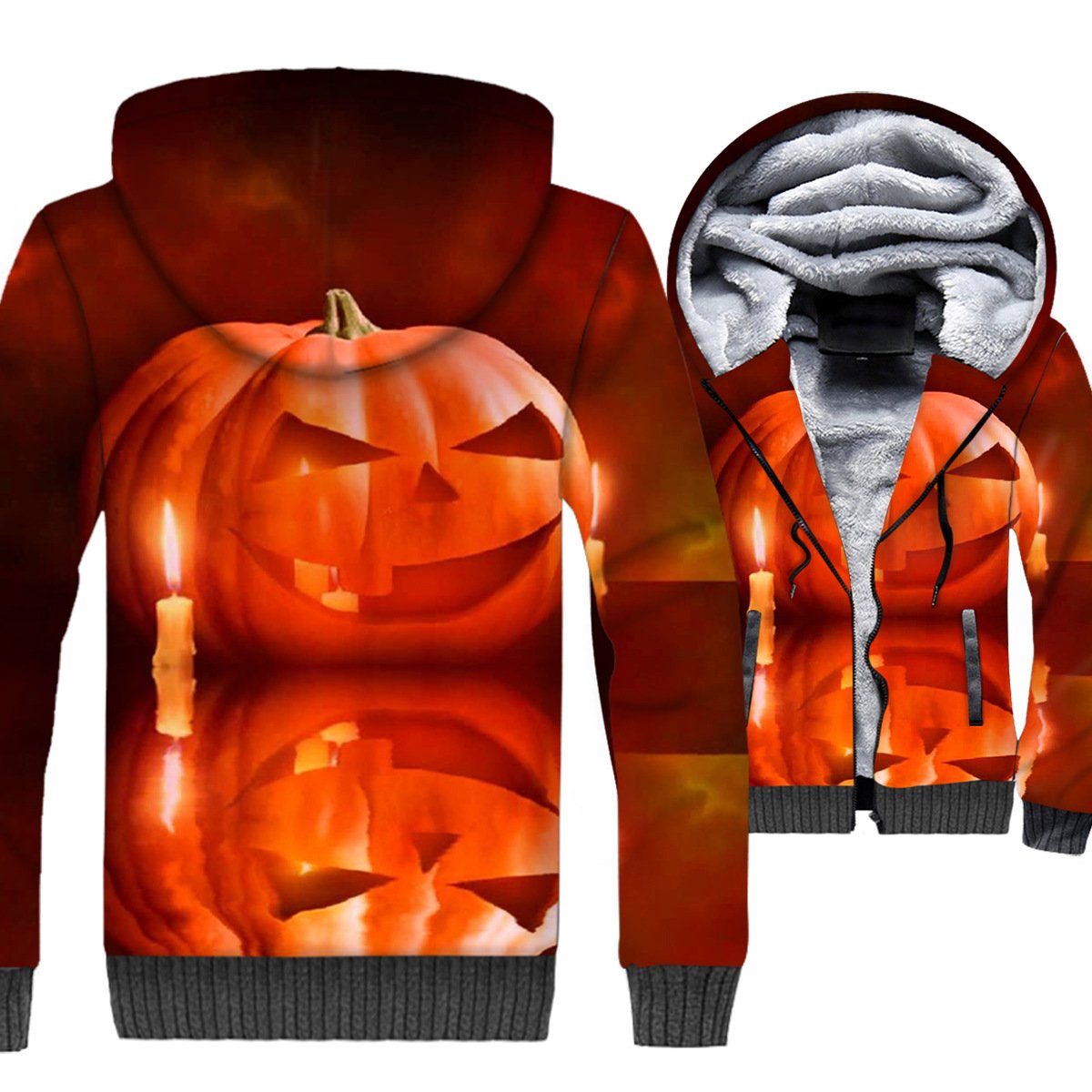 Nightmare Before Christmas Jackets - Nightmare Before Christmas Series Pumpkin Lantern Red 3D Fleece Jacket