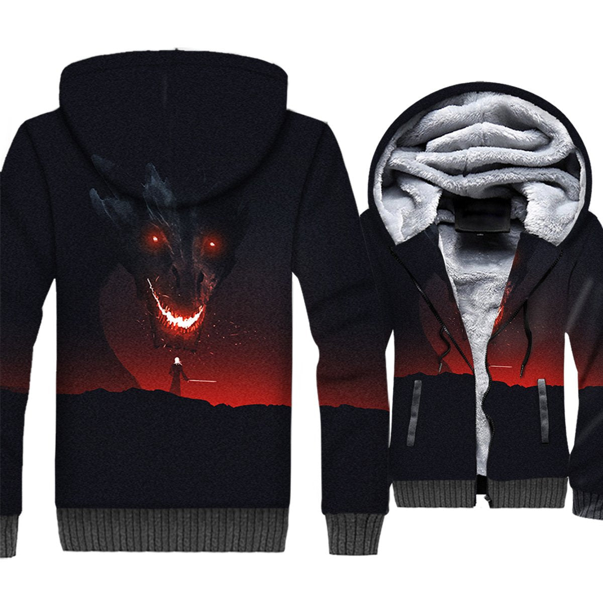 Game of Thrones Jackets - Game of Thrones Series Dragon Super Cool 3D Fleece Jacket