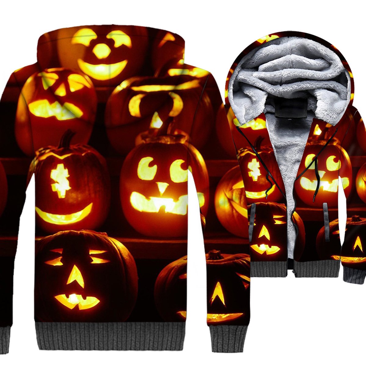 Nightmare Before Christmas Jackets - Nightmare Before Christmas Series Pumpkin Lantern 3D Fleece Jacket
