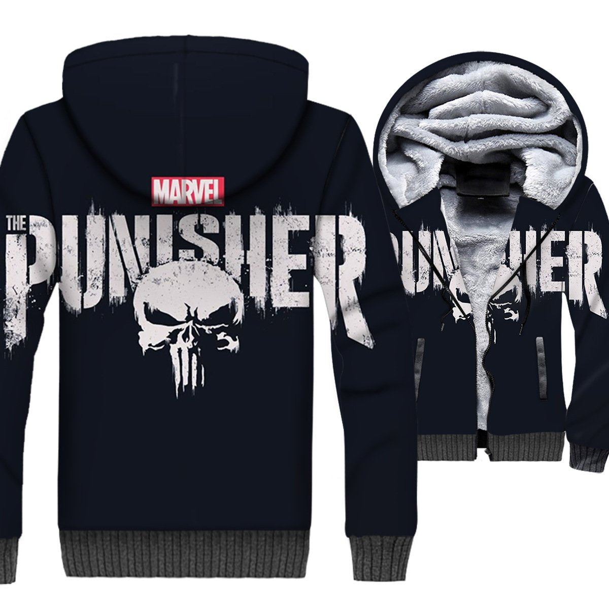 Ghost Rider Jackets - Ghost Rider Series PUNISHE Devil Skull Super Cool 3D Fleece Jacket