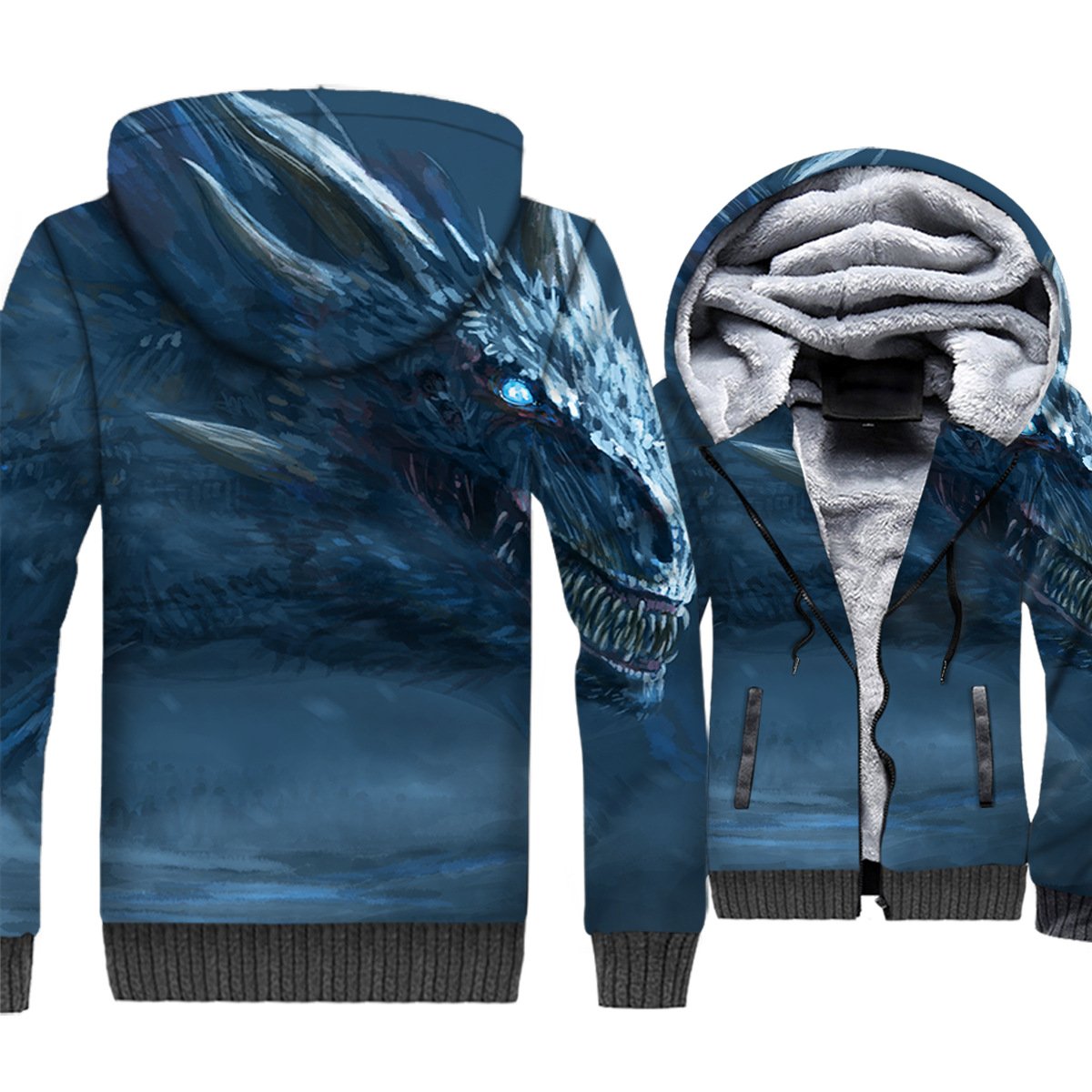Game of Thrones Jackets - Game of Thrones Series Ice Dragon Super Cool 3D Fleece Jacket