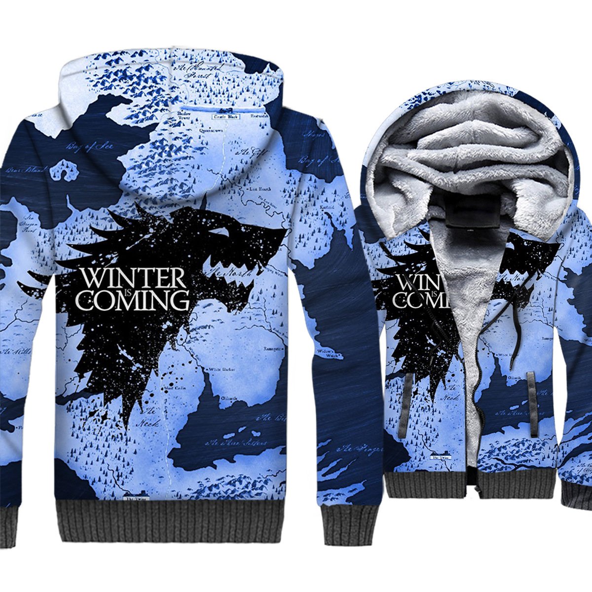 Game of Thrones Jackets - Game of Thrones Series Stark Blue Sign Super Cool 3D Fleece Jacket