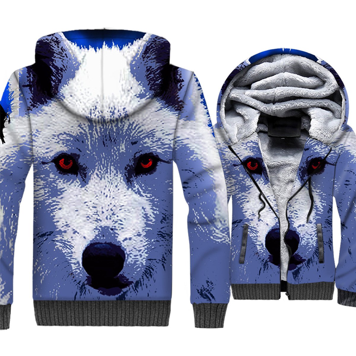 Animal Jackets - Animal Series Snow Wolf Super Cool 3D Fleece Jacket