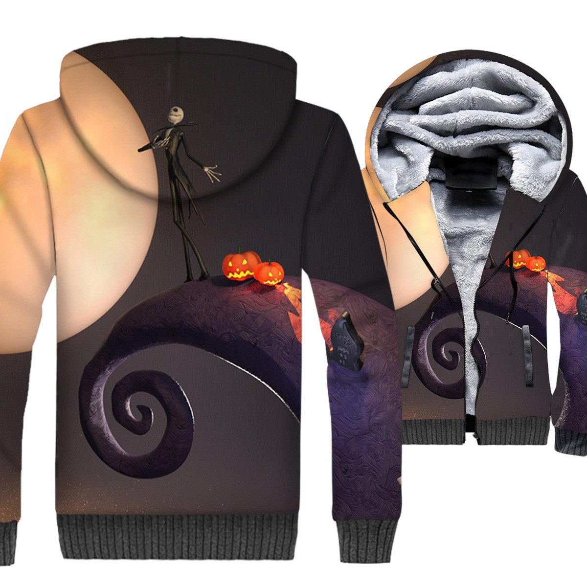 Nightmare Before Christmas Jackets - Skull Series Skull Jack Pumpkin Lantern Super Cool 3D Fleece Jacket