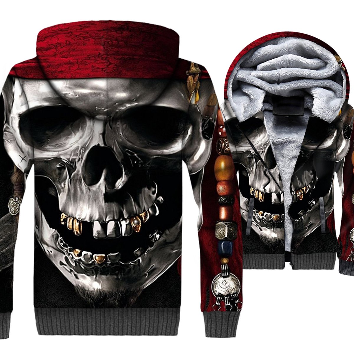 Ghost Rider Jackets - Ghost Rider Series Black Skull Terror Super Cool 3D Fleece Jacket