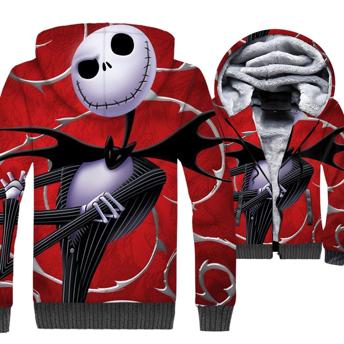 Nightmare Before Christmas Jackets - Nightmare Before Christmas Series Jack Skull Super Cool Red 3D Fleece Jacket