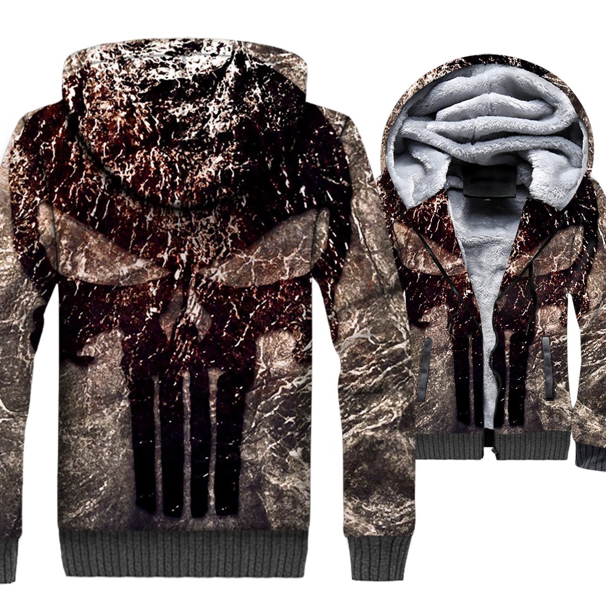 Ghost Rider Jackets - Ghost Rider Skull Series Skull Demon Icon Super Cool Terror 3D Fleece Jacket