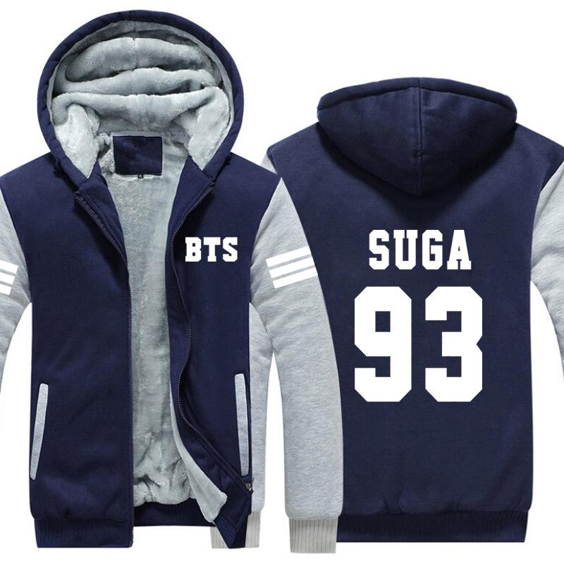 BTS Jackets - Solid Color BTS SUGA Super Cool White 93 Fleece Jacket