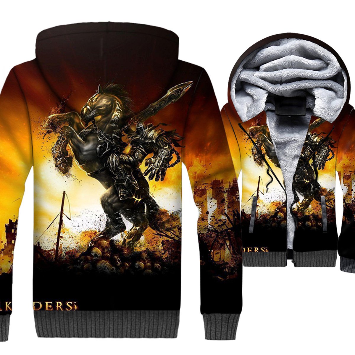 Darksiders Jackets - Darksiders Game Series War and Horsemen Super Cool 3D Fleece Jacket