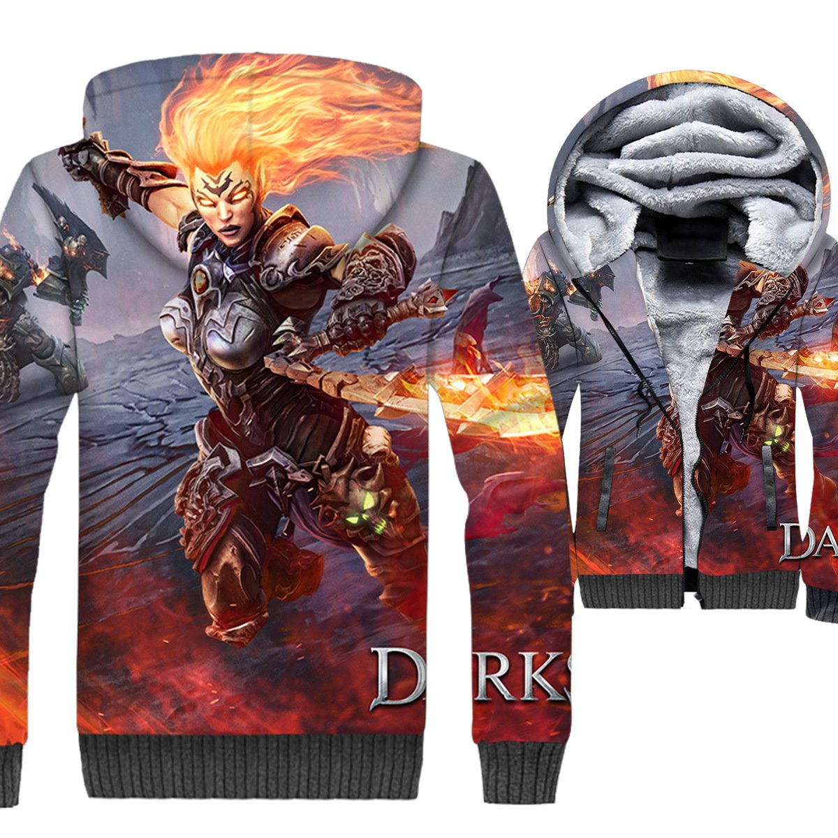 Darksiders Jackets - Darksiders Game Series Fury Black knight Super Cool 3D Fleece Jacket