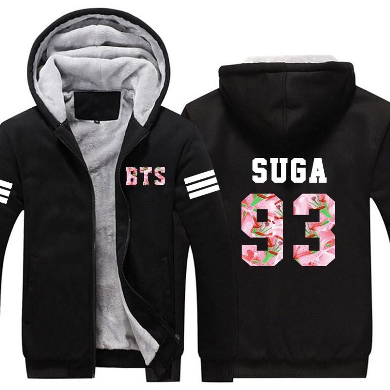 BTS Jackets - Solid Color BTS SUGA Super Cool Red 93 Fleece Jacket