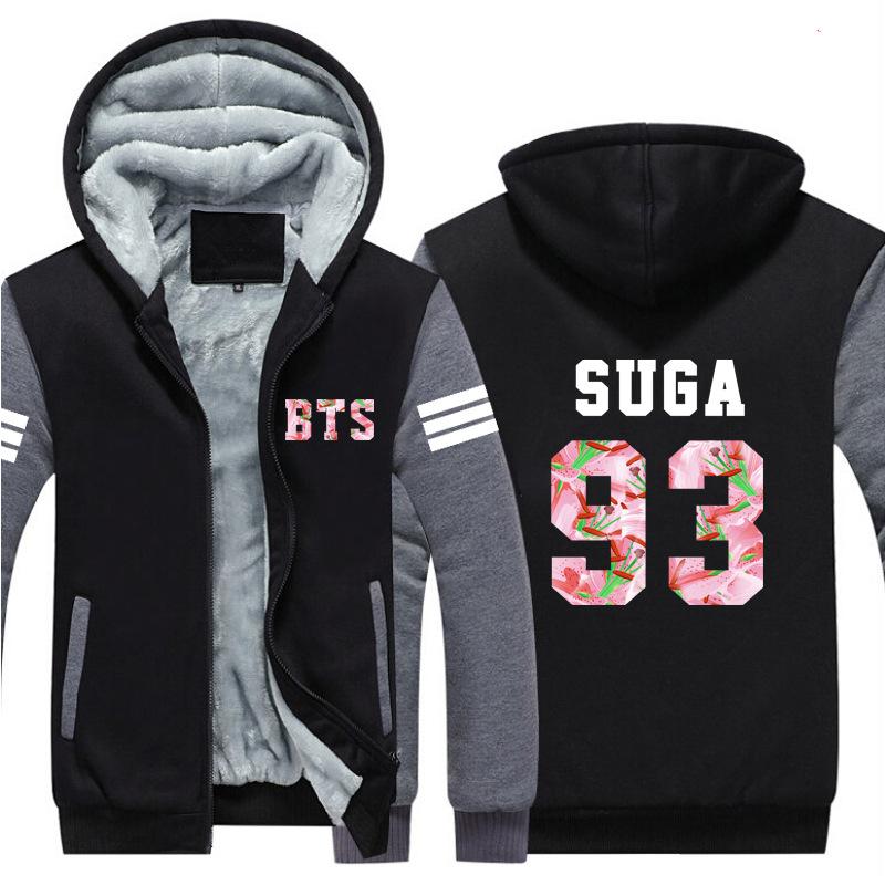 BTS Jackets - Solid Color BTS SUGA Super Cool Red 93 Fleece Jacket