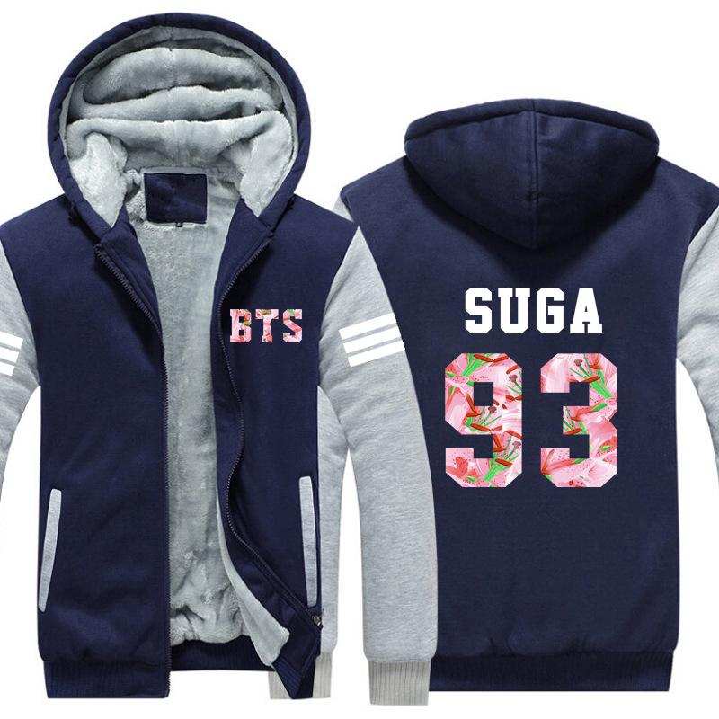 BTS Jackets - Solid Color BTS SUGA Super Cool Red 93 Fleece Jacket
