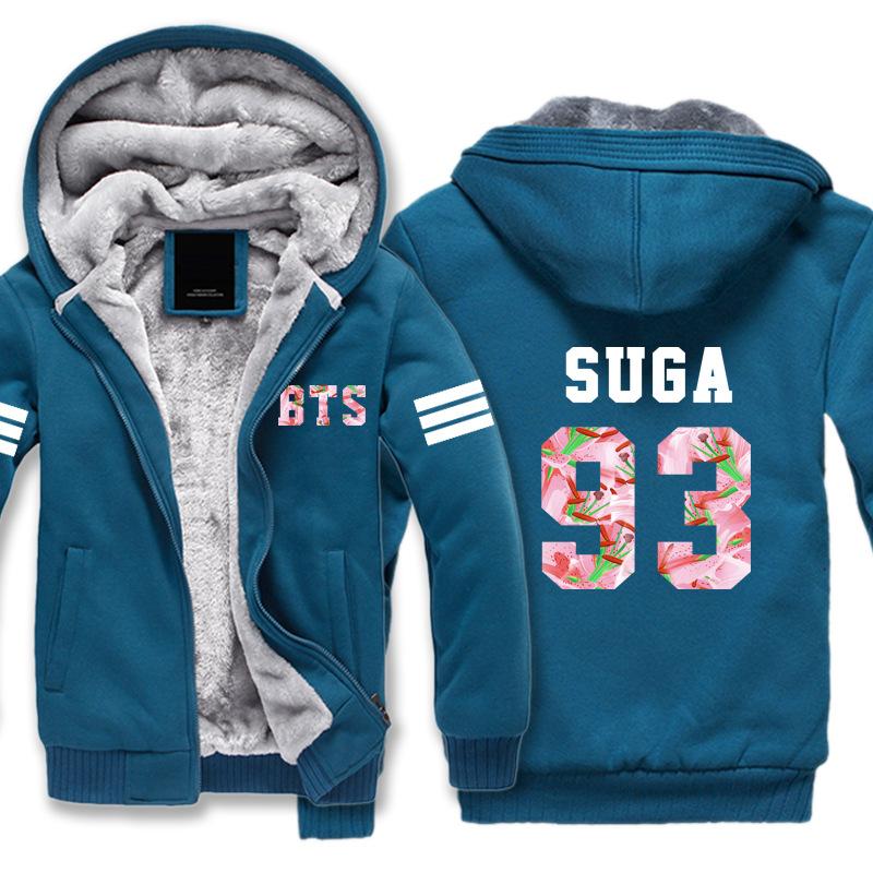 BTS Jackets - Solid Color BTS SUGA Super Cool Red 93 Fleece Jacket