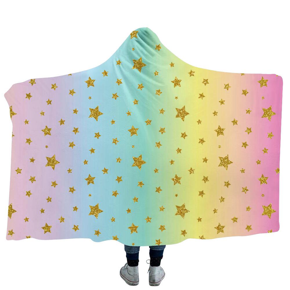 Unicorn Hooded Blankets - Unicorn Series Rainbow Pattern Fleece Hooded Blanket