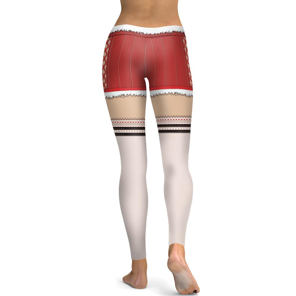 Christmas Leggings - Women 3D Xmas Theme White-red Legging