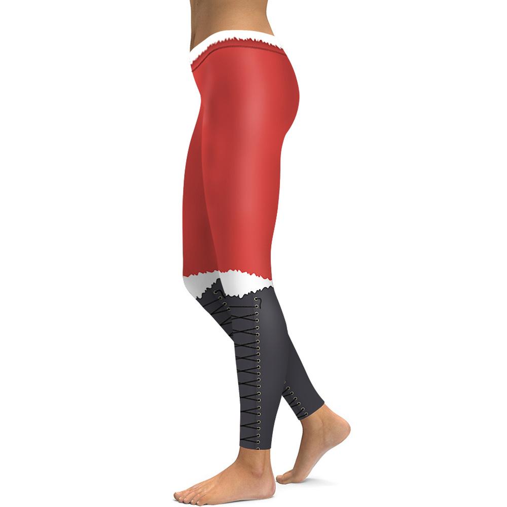 Christmas Leggings - Women 3D Xmas Theme Black-red Legging