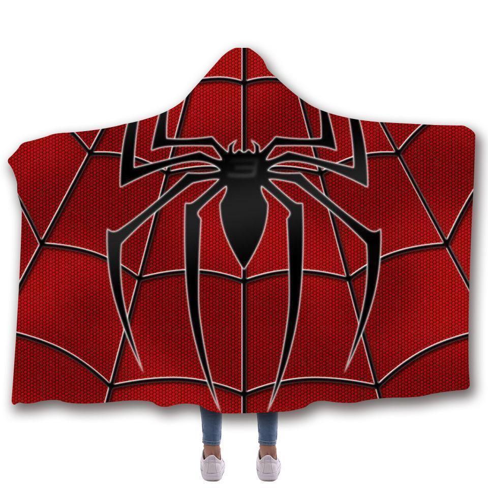 Spiderman Hooded Blanket - Red Web Blanket