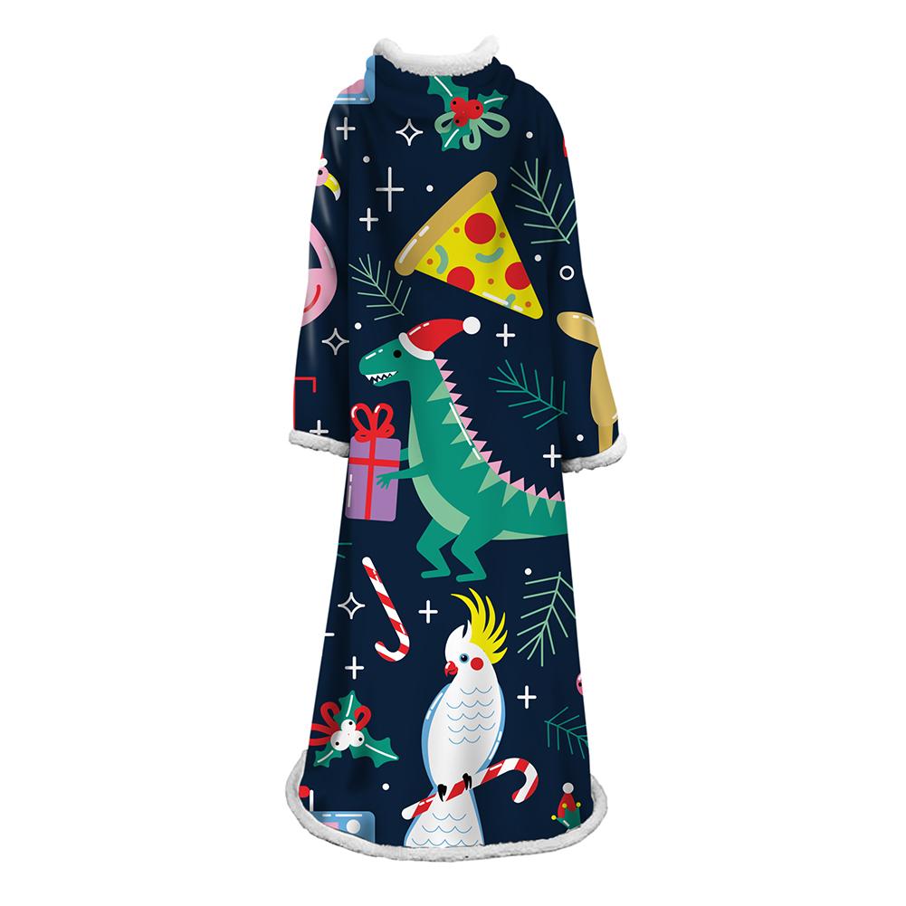3D Digital Printed Blanket With Sleeves-Christmas Series Blanket Robe