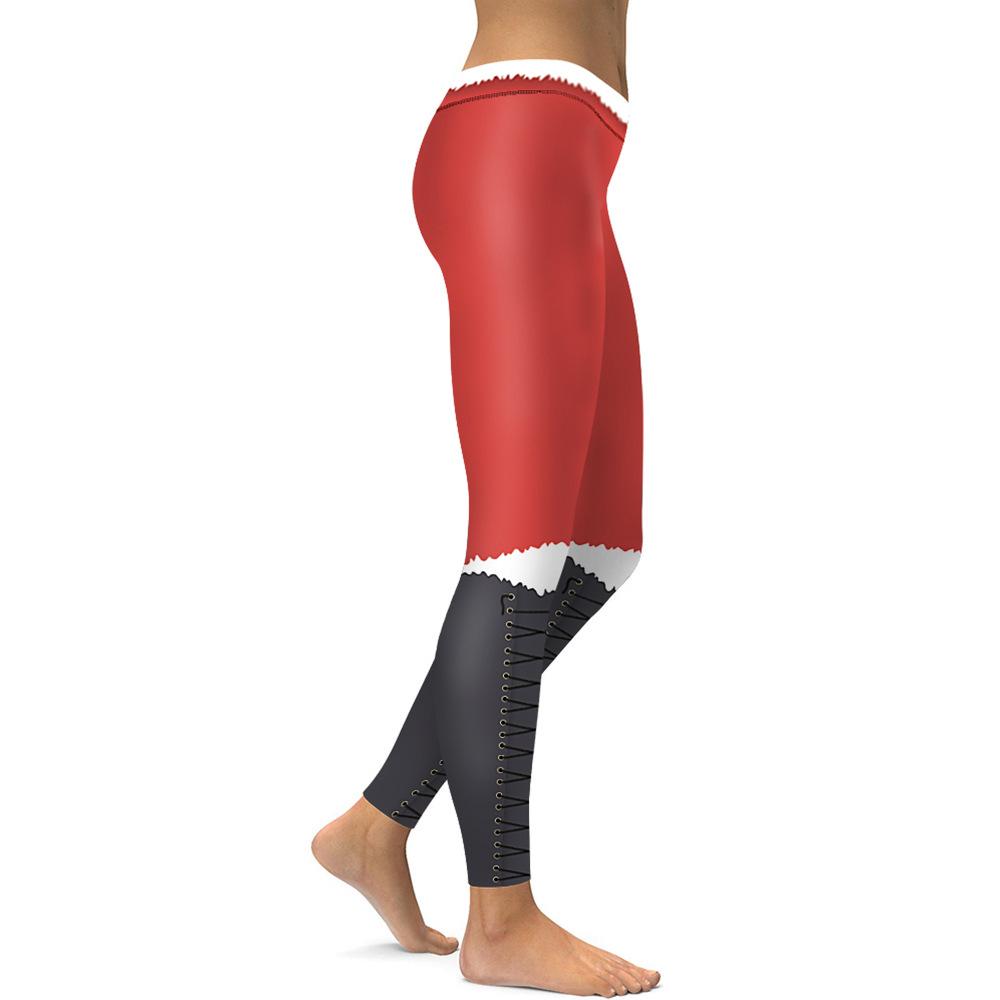 Christmas Leggings - Women 3D Xmas Theme Black-red Legging