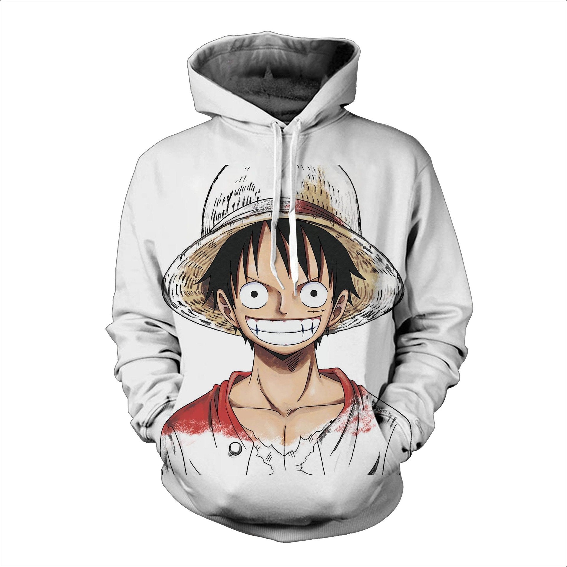 One Piece Hoodies - One Piece Series Luffy Icon White Fashion Hoodie