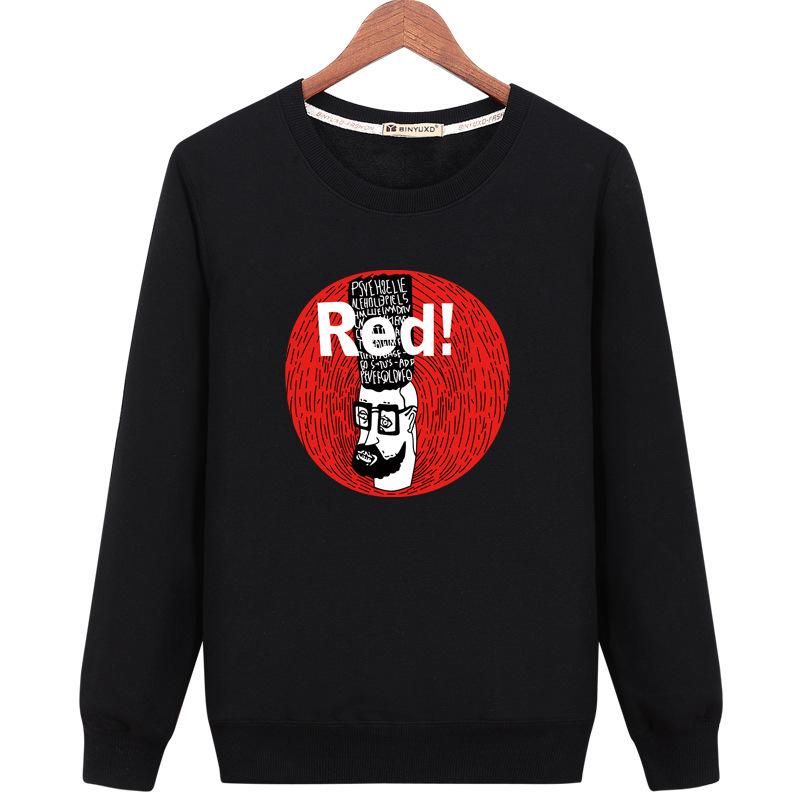 Harajuku Style Sweatshirts - Solid Color Harajuku Style Series Red Icon Fashion Fleece Sweatshirt
