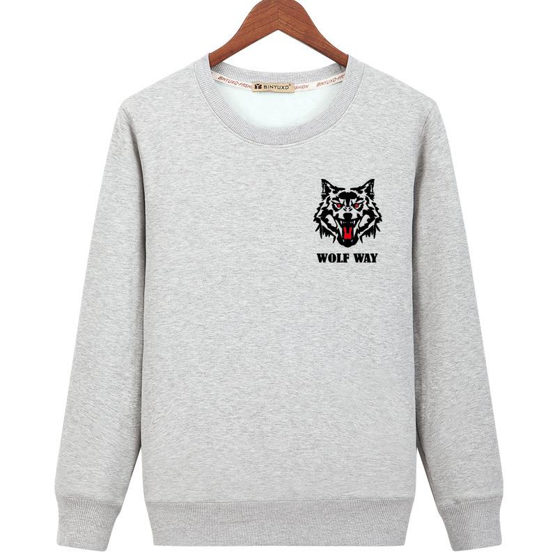 Animal Sweatshirts - Solid Color Animal Series Wolf Way Icon Fashion Fleece Sweatshirt
