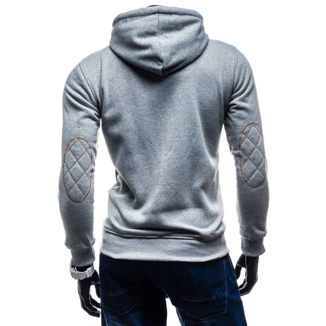 Solid Color Button Hoodies - Pullover Standing Collar Blue Grey Hoodie