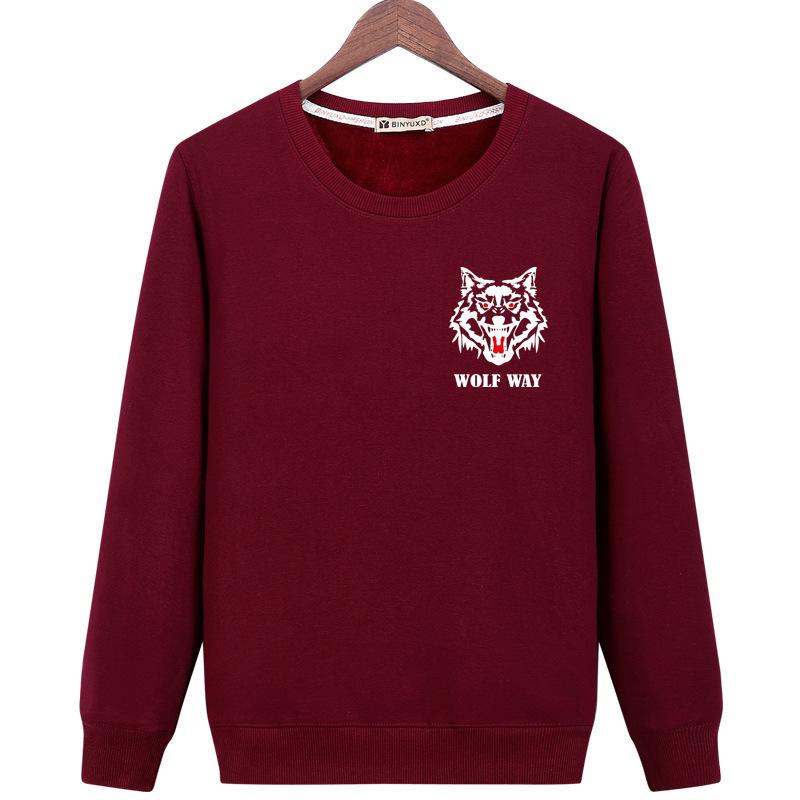Animal Sweatshirts - Solid Color Animal Series Wolf Way Icon Fashion Fleece Sweatshirt