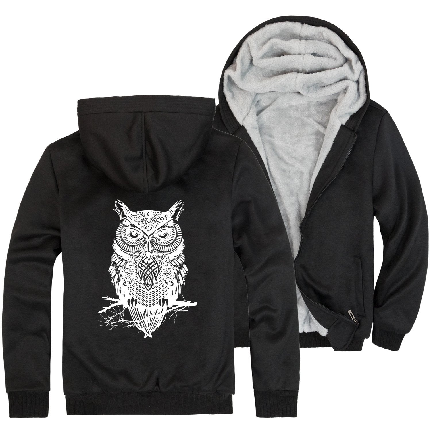 Animal Jackets - Solid Color Animal Series Owl Icon Fleece Jacket