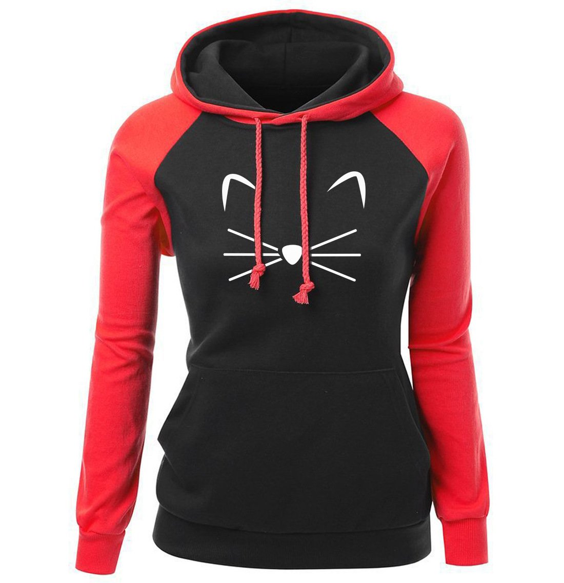 Women Hoodies - Women Hoodie Series Pet Cat Beard Super Cute Fleece Hoodie
