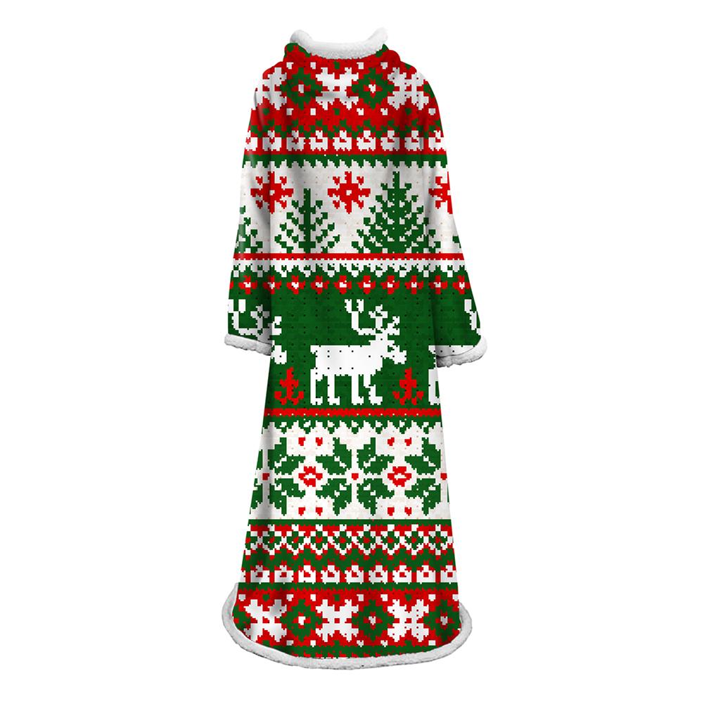 3D Digital Printed Blanket With Sleeves-Christmas Series Blanket Robe