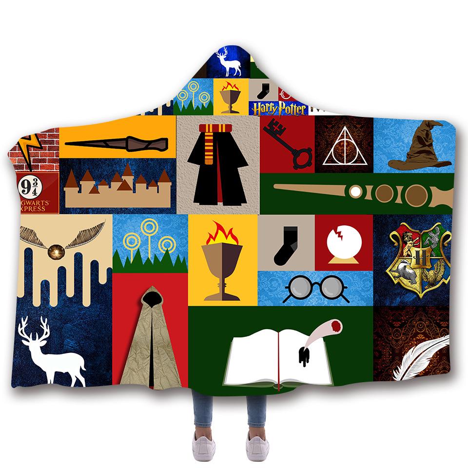 Harry Potter Hooded Blankets - Harry Potter Series Colorful Fleece Hooded Blanket