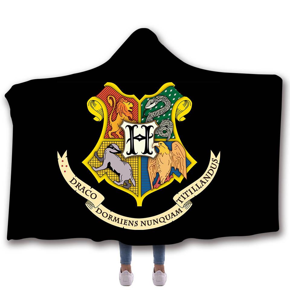 Harry Potter Hooded Blankets - Harry Potter Series Black Fleece Hooded Blanket
