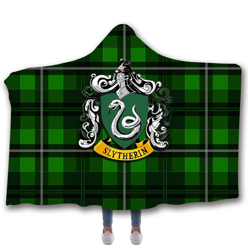 Harry Potter Hooded Blankets - SLYTHERIN Green Fleece Hooded Blanket
