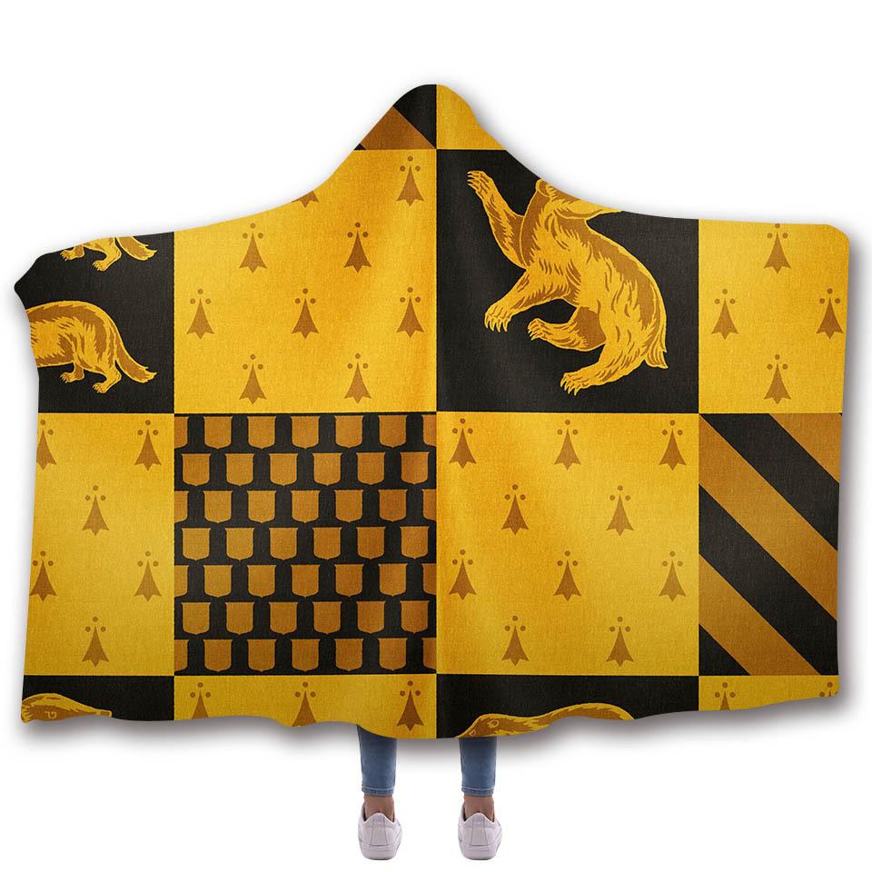 Harry Potter Hooded Blankets - HUFFLEPUFF Yellow Fleece Hooded Blanket