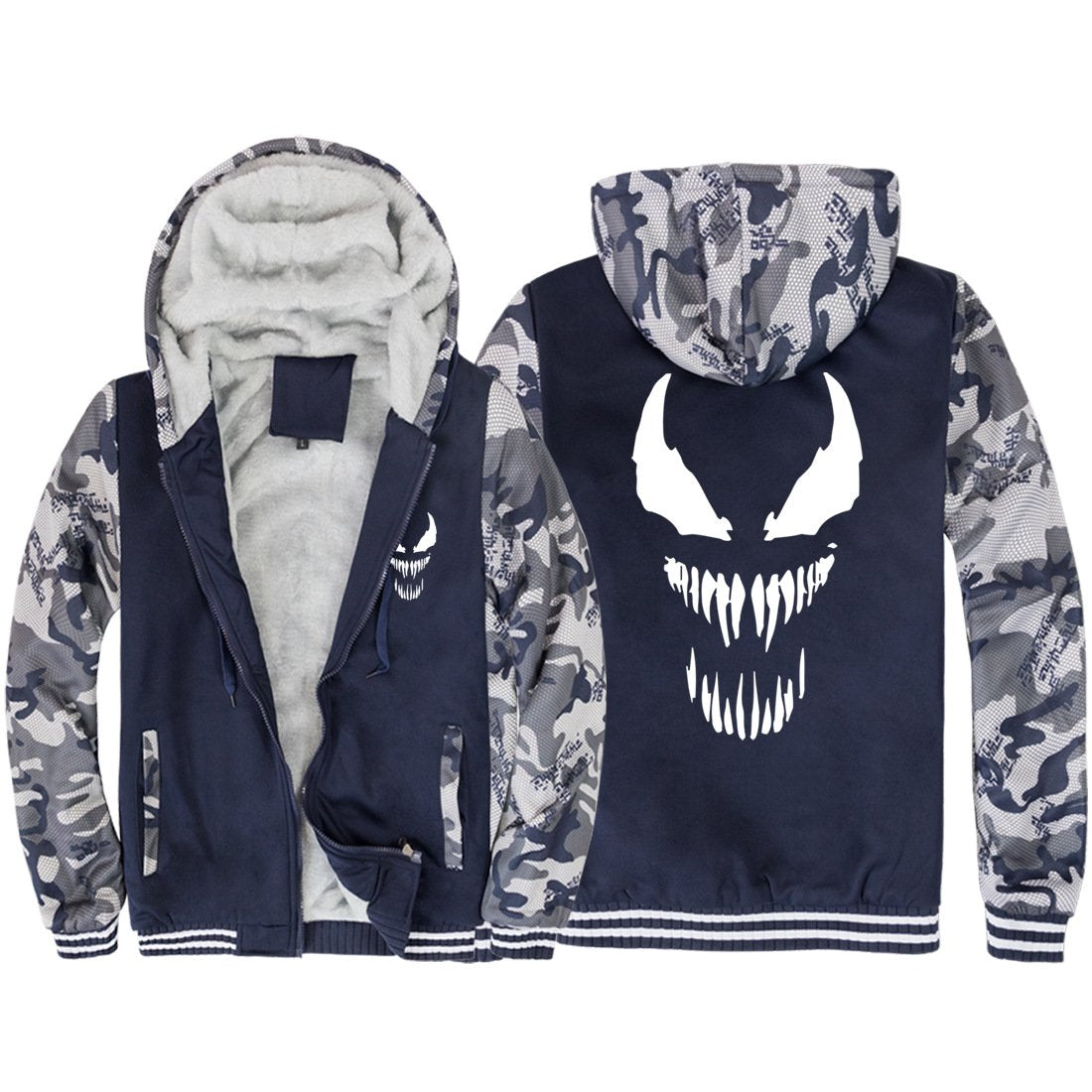 Venom Jackets - Solid Color Venom Movie Series Venom White Super Cool Fleece Jacket