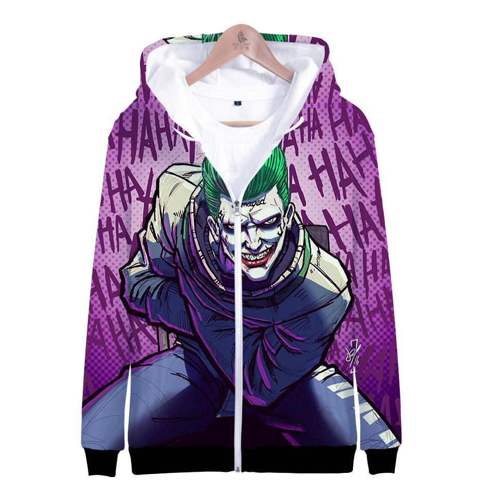 Suicide Squad Hoodies - Joker Series HAHA Evil Joker Icon Purple Unisex 3D Zip Up Hoodie