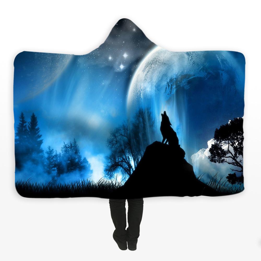 Animal Hooded Blankets - Animal Series Full Moon Fleece Hooded Blanket