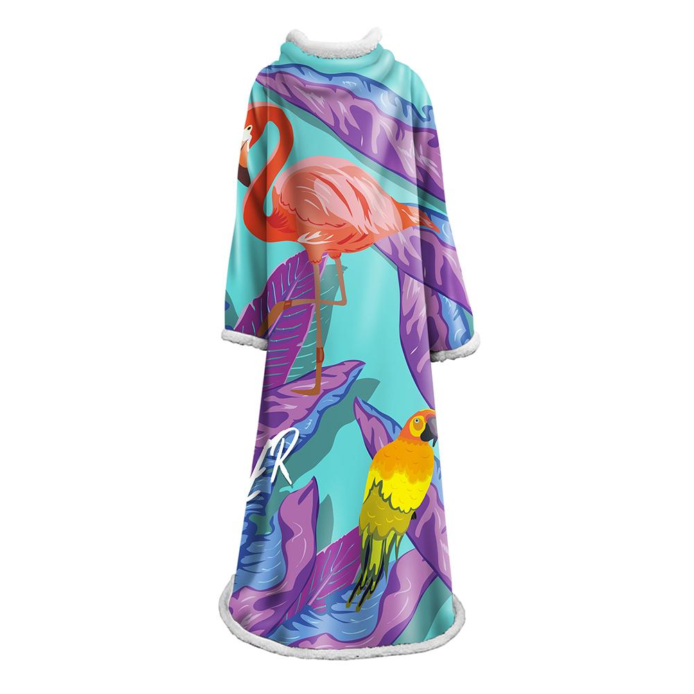 Flamingo Blanket With Sleeves-3D Digital Printed Blanket Robe