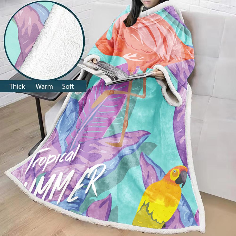 Flamingo Blanket With Sleeves-3D Digital Printed Blanket Robe