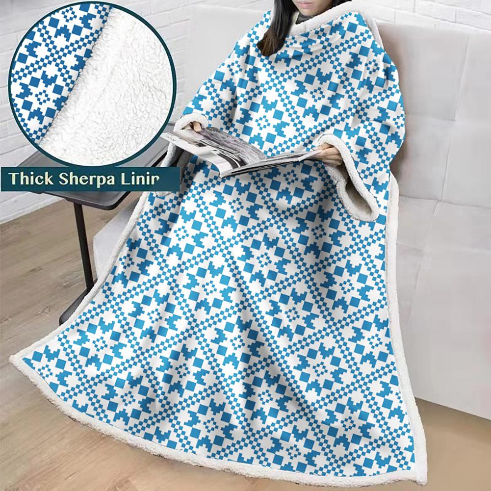 3D Digital Printed Blanket With Sleeves-Geometric Designs Blanket Robe