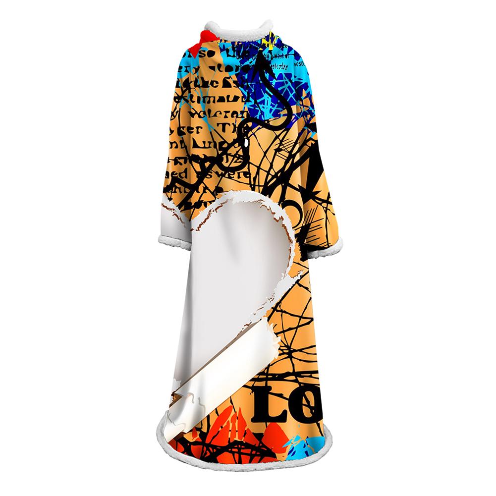 3D Digital Fashion Printed Blanket With Sleeves-Graffiti Blanket Robe