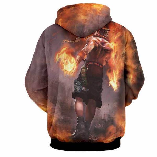 Ace Fire 3D Printed Hoodie One Piece