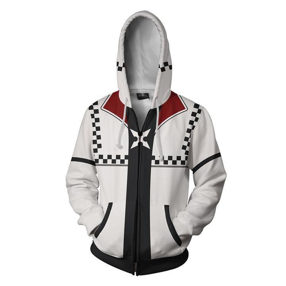 Kingdom Hearts Roxsa Hoodies - Zip Up White-red Hoodie