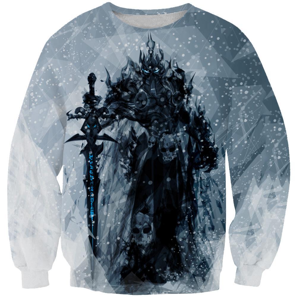 Lich King Arthas Hoodies - Pullover World of Warcraft Grey Hoodie