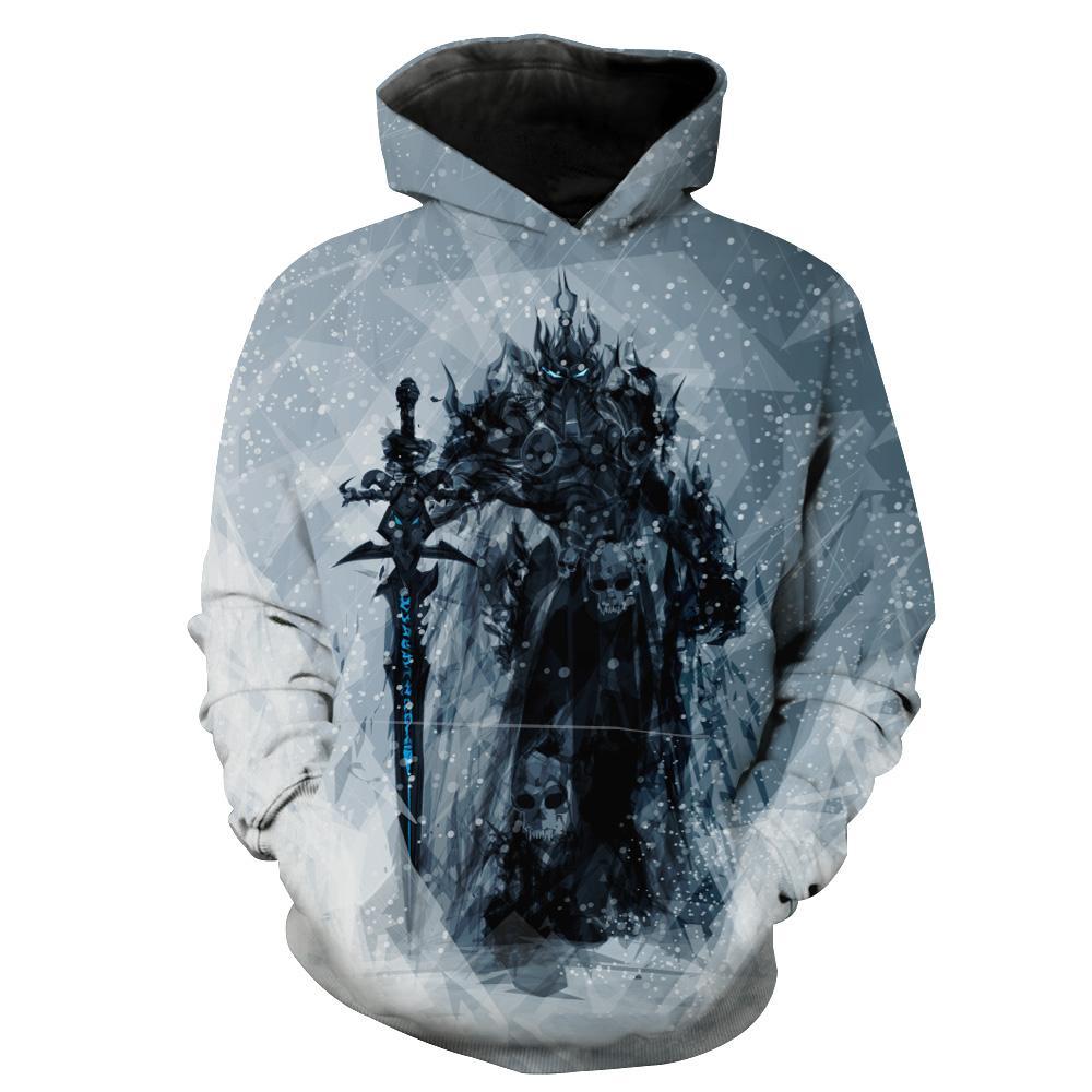 Lich King Arthas Hoodies - Pullover World of Warcraft Grey Hoodie